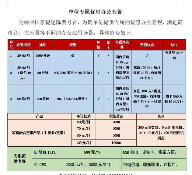 电信29元套餐